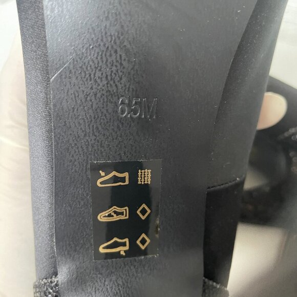 Steve Madden Stiletto Heel P-Tessi Open Toes Pump Black Satin Sequin look sz 6.5 - Picture 7 of 7